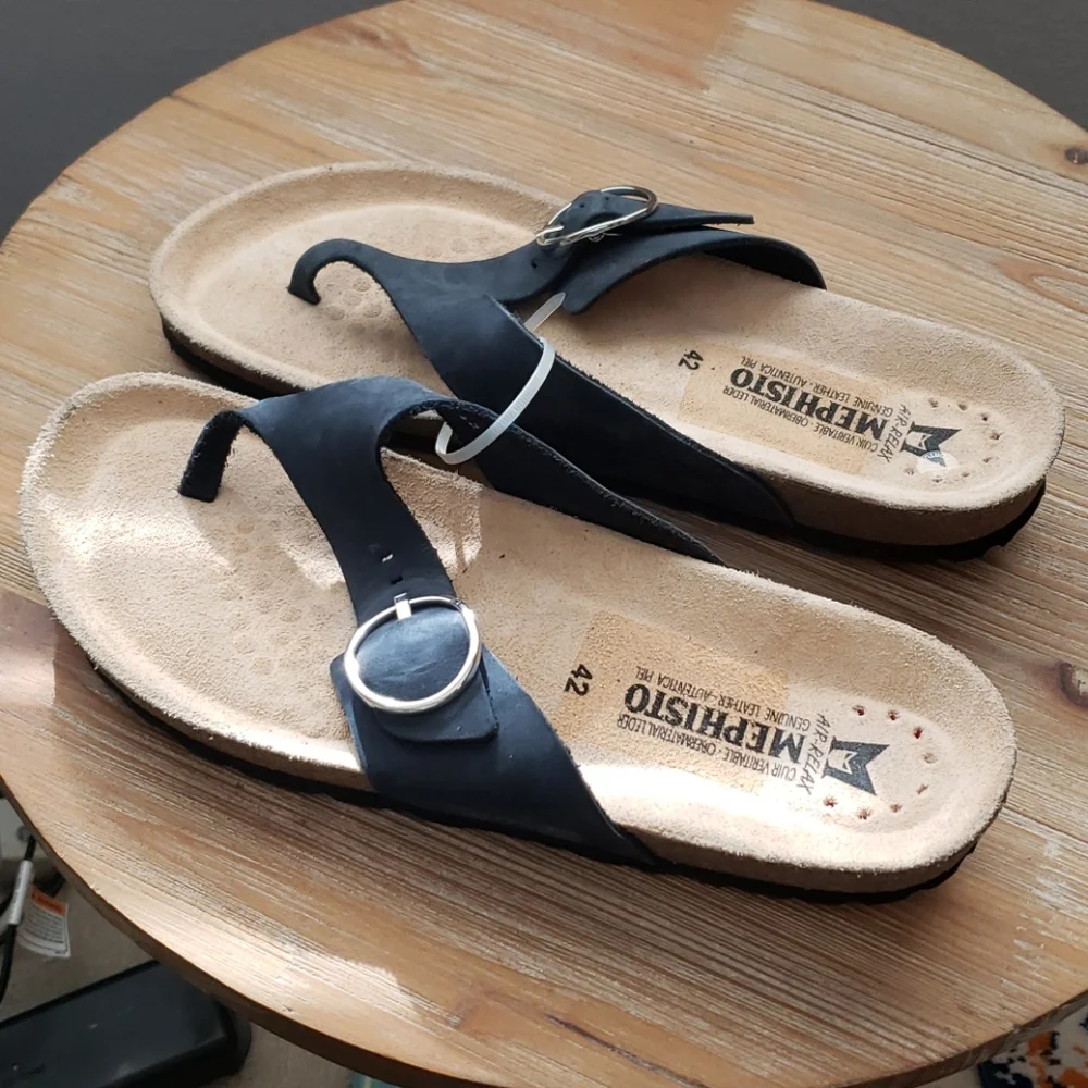 Mephisto Natalia Nubuck Leather Sandal Navy